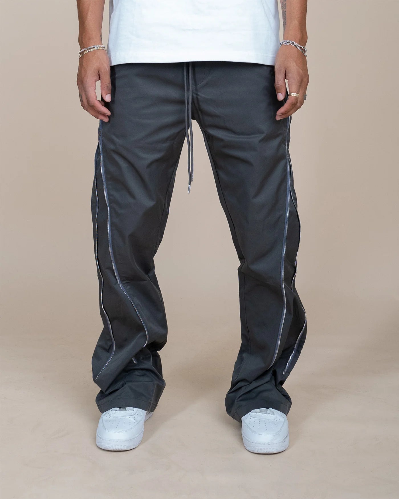 Nylon Zip Flared Pant