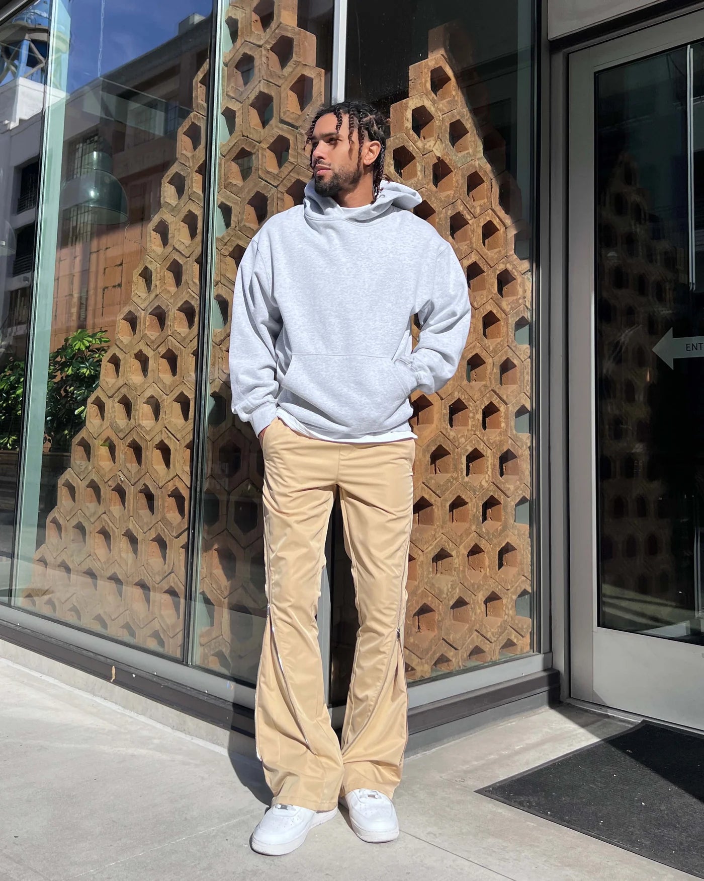 Nylon Zip Flared Pant
