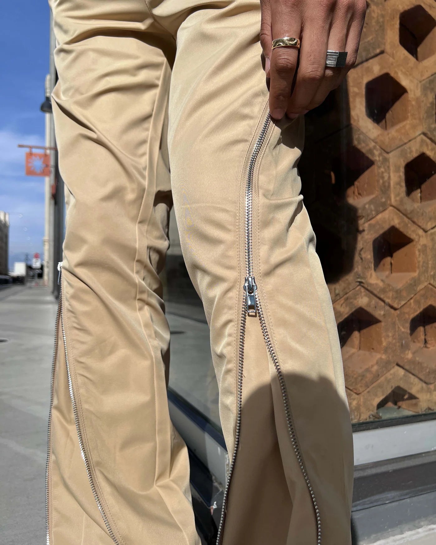 Nylon Zip Flared Pant