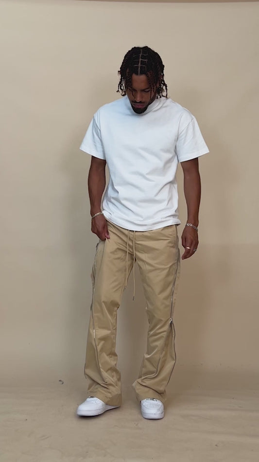 Nylon Zip Flared Pant